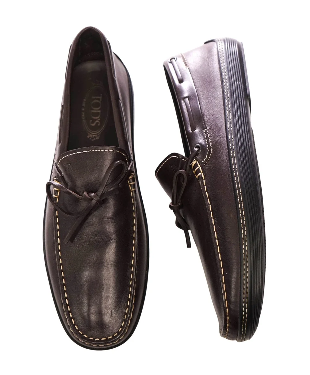 $995 TOD'S - Dark Brown Leather Boat Shoes - US 12.5 (11.5UK)